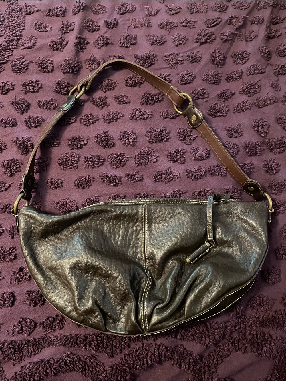 Liz Claiborne Brown Leather Shoulder Hobo Bag